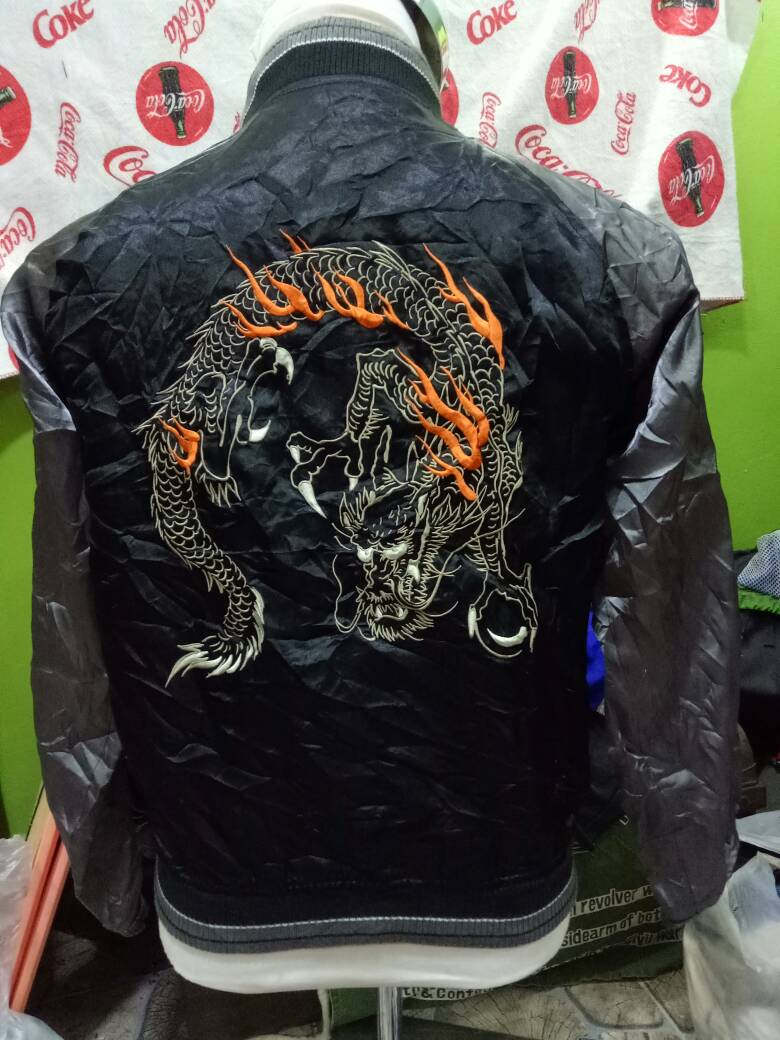 Vintage Sukajan Jacket Rare Embroidery Raijin Mount Fuji