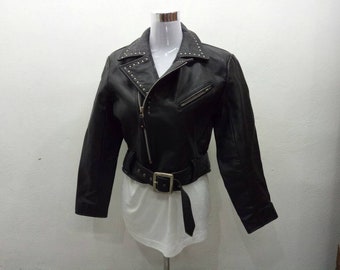 Rare!! Hysteric Glamour x Beatnik Guilty Perfecto Biker Punkers Leather Jacket  Rivetted size F / Punk rock/ glam rock