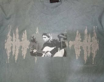 Rare!! Vintage  Kurt Cobain Nirvana 1997 The End Of Music under license to giant official Kurt Cobain Merchandise Large Size/ Grunge hipster