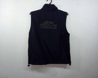 Rare!! Alfredo Versace Vest Spellout Big Logo Embroidery Medium Size