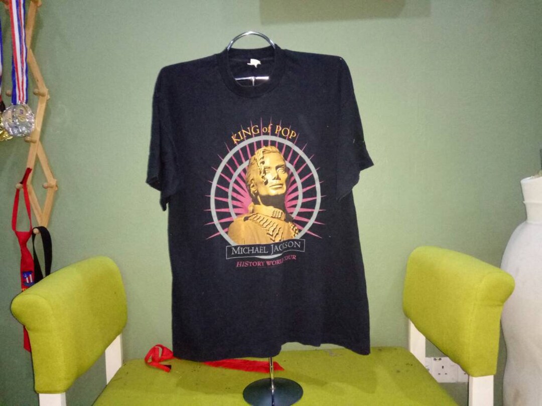 T-Shirt Vintage Michael Jackson King Of Pop History World Tour 1998 - Taille L - Neuf