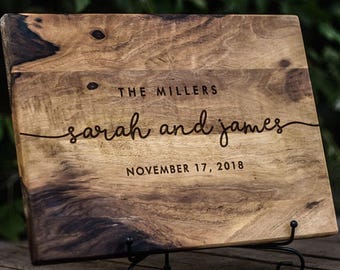 Personalized cutting board, Wedding gift for couple, Engraved wooden cutting board, Bridal Shower gift, Housewarming gift for family