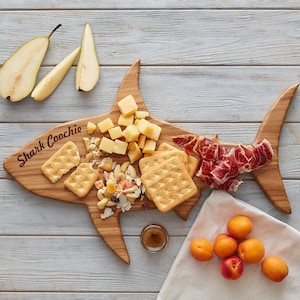 Custom Shark Coochie boards, Charcuterie wooden board, Charcuterie board, Shark walnut or oak cheese board, Shark-Cuterie, Housewarming gift