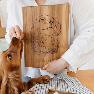 Custom Engraved Pet Photo Cutting Board, Personalized Dog Portrait, Custom Board & Personalized Pets Name, Perfect gift for dog lovers