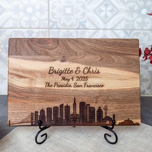 Personalized Cutting Board for Housewarming gift, Engraved City Skyline, New york, Chicago, Boston, Los Angeles, Philadelphia, San Francisco