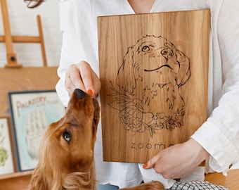 Custom Pet portrait Dog on Cutting board, Dog portrait Engraving pets portrait Dog in Custom Board