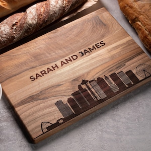 Personalized Cutting Board, Engraved City Skyline, NY, Chicago, Boston, Los Angeles, Philadelphia, San Francisco, Custom cutting board