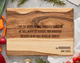 Christian Custom Personalized Cutting Board Present, Thoughtful Housewarming Gift,Bible Verse Engraved Board, and Special Communion Keepsake