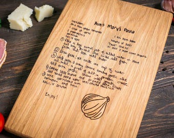 Tábua de corte personalizada com receitas, presente significativo para a avó, tábua de corte personalizada com receitas, presente sentimental escrito à mão pelos netos