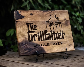 Engraved cutting board, The Grillfather Custom Cutting Board, Meaningful Gift for Uncle, Personalized BBQ Board for Dad