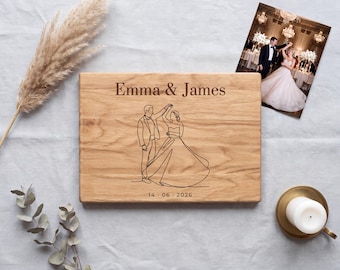 Custom Cutting Board from Photo, Wedding Line Art Portrait, Personalized First Dance Gift for Couple, Anniversary Gift, Engagement Gift