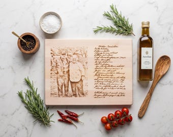 Planche à découper recette | Meilleurs cadeaux pour grand-mère | Fête des Mères personnalisée en noyer gravé au laser | Maman en prime