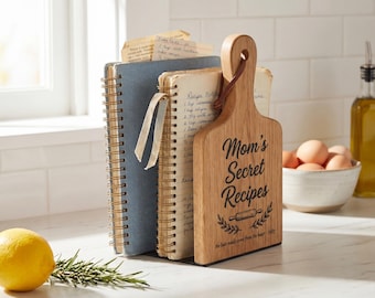 Magnetic Wooden Bookends, Kitchen Cookbook Holder, iPad Stand, Personalized Solid Oak Gift for Mother's Day