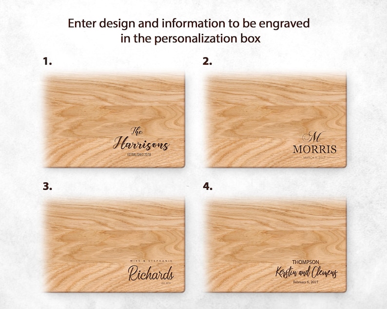 four wooden business cards with the names of different companies