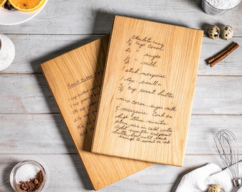 Handwritten Recipe Cutting Board, Family, Personalized Handwritten Gift, Sentimental Memorial Present, Custom Engraved Board