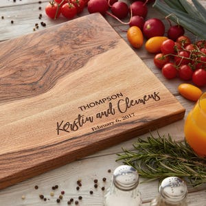 Custom Cutting Board, Wooden board with Engraved couple’s names, Walnut or Oak Cutting Board, Bridal shower gift for friend