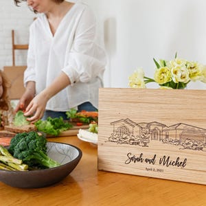 House Portrait engraved on Custom Cutting board Housewarming gift for New Home, Our First Home   Portrait, House Sketch