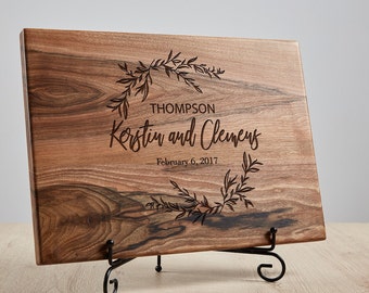Personalized walnut cutting board for wedding gift , Engraved Custom cutting board, 5th anniversary gift