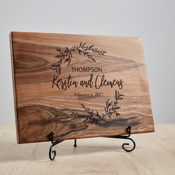 Personalized walnut cutting board for wedding gift , Engraved Custom cutting board, 5th anniversary gift