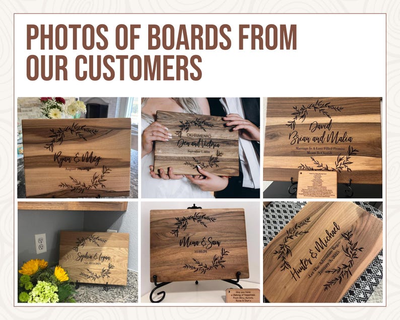 a collage of photos of boards from our customers