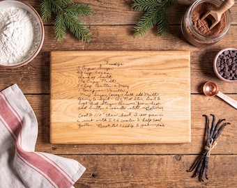 Handwritten Recipe Cutting Board, Christmas Gift for Best Friend, Personalized Recipe Memory Keepsake, Custom Engraved Kitchen Gift