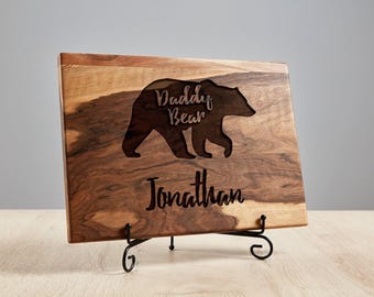 Personalized Cutting Board, Daddy Bear Custom Cutting Board, Sentimental Gift for Dad from Kids, Custom Wood Board with Names