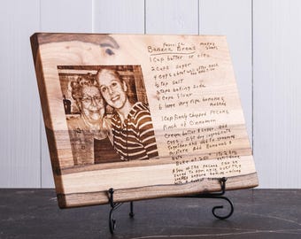 Recipe Cutting Board, Engraved family gift, Handwritten Recipe Cutting Board with photo, Birthday Gift, Grandparents personalized gift