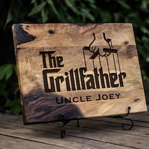 Engraved cutting board, The Grillfather sign, Grill Master Gift, Custom BBQ Cutting Board, Birthday Gift for Him, Gift for Grandpa