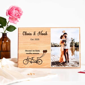 Photo Display Frame - Wedding Personalized Wood Frame - Gift for Newlyweds or Anniversary
