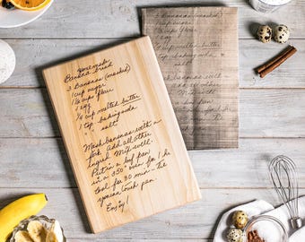Personalized Recipe Cutting Board, Personalized Engraved Gift, Meaningful Family Keepsake, Handwritten Wood Board