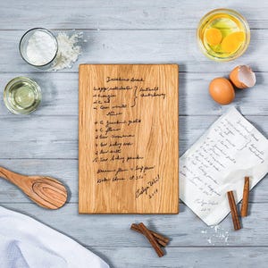 Custom Recipe Cutting Board, Personalized Handwritten Recipe Board, Memories Keepsake, Engraved board, Gift for Grandparents