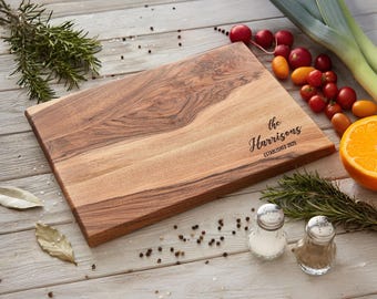 Personalized cutting board, Custom Housewarming gifts, Engraved Cutting Board for couples, Mother in law gifts