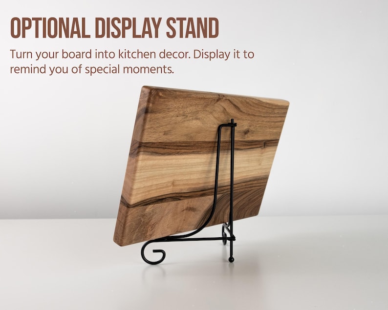 a display stand with a wooden board on it