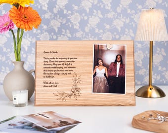 Custom Picture Frame – Laser Engraved Wood Picture Frame, Personalized Anniversary Gift