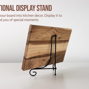 a display stand with a wooden board on it