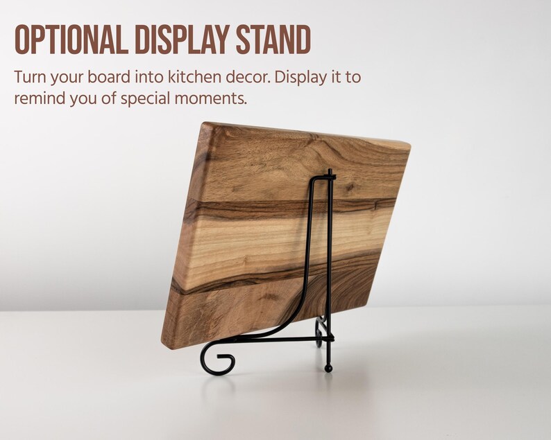 a display stand with a wooden board on it