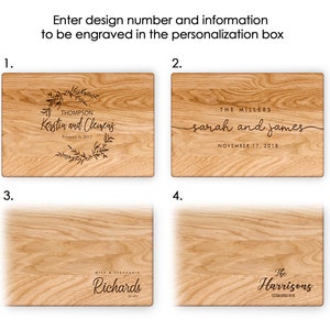 Planche à découper personnalisée, cadeau de mariage en bois personnalisé, planche à découper personnalisée, planche à découper gravée, cadeau de douche nuptiale image 3