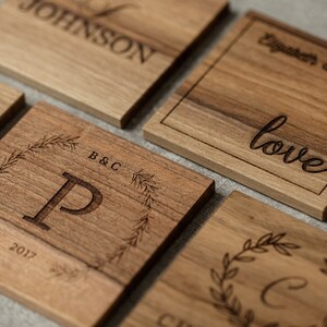 Personalized wooden custom Coasters set for housewarming gift, Family gift, wedding gift and your bridal shower day image 10