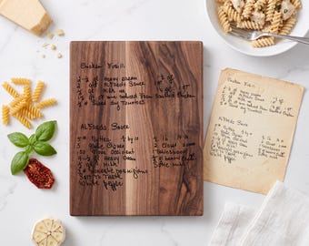 Custom Recipe Cutting Board, Engraved from Your Original Handwritten Recipe Card