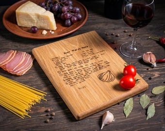 Recipe Cutting Board | Thoughtful Mom Gifts | Custom Name Engraved Walnut Kitchen Mother's Day | Sister Gift