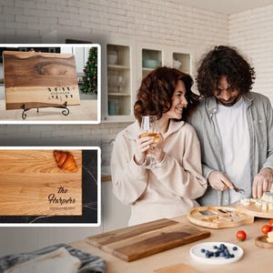 Personalized Cutting Board, Unique Couple Gift Idea, Customized Charcuterie Board, Laser Engraved Wood Decor image 10