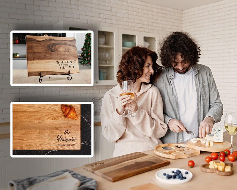 Personalized Cutting Board, Unique Couple Gift Idea, Customized Charcuterie Board, Laser Engraved Wood Decor image 10