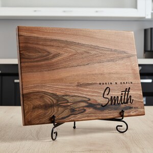 Walnut cutting board, Ideal Housewarming gift, Custom cutting board with family last name, Wedding gifts for newlyweds