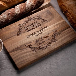 Personalized Cutting Board, Meaningful Christian Cutting Board, As For Me And My House, Sentimental Wedding Gift, Bible Verse Wood Board