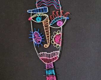 Cubism wall art, Abstract portrait, Wire sculpture art, Modern wall art