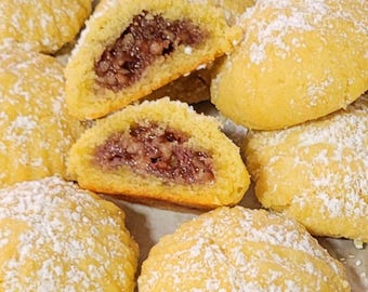 Raspberry Walnut Ma'amoul Cookies, Handmade Middle Eastern Treat