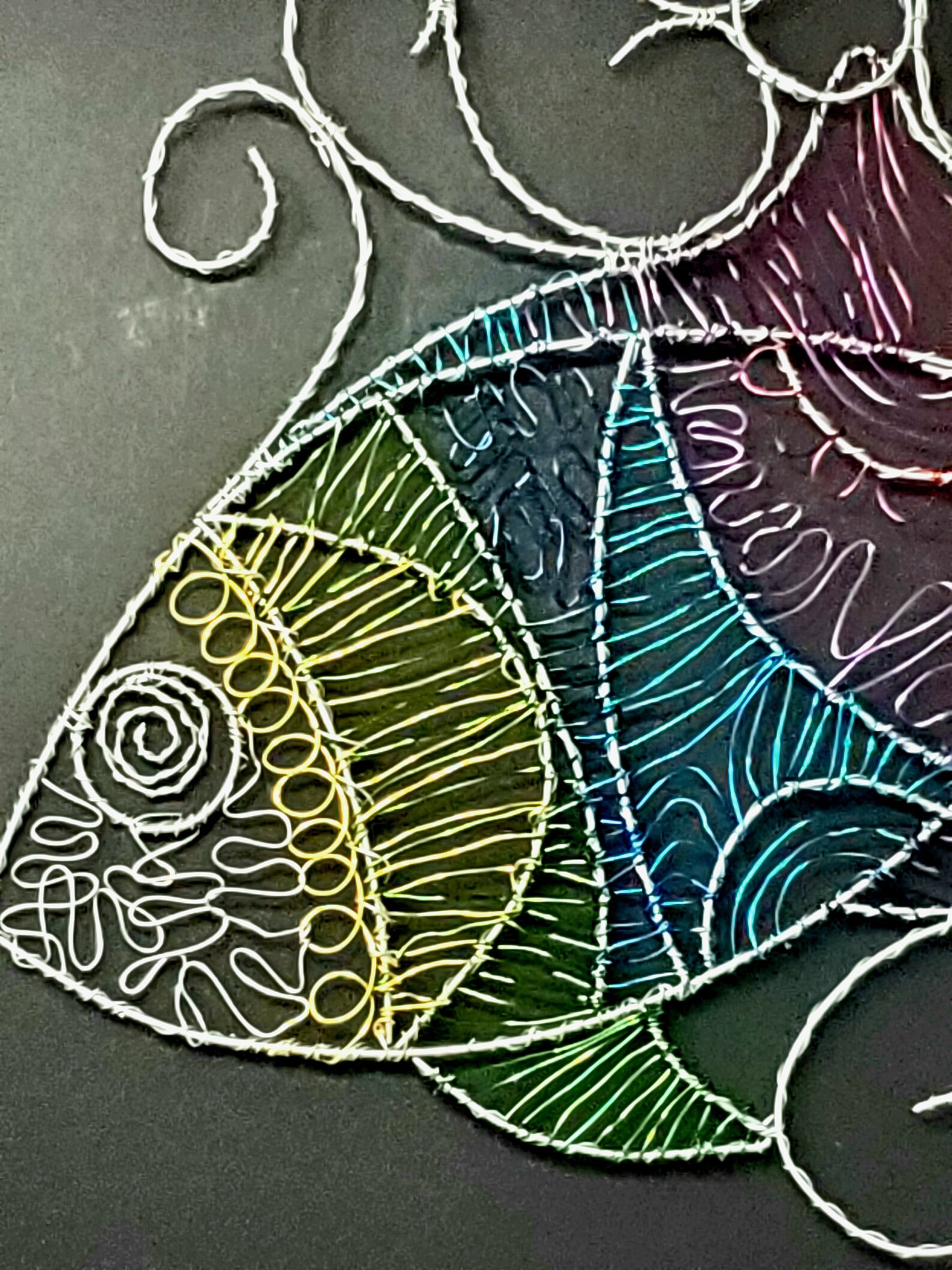 Fish wire sculpture Fish hanging wall art Sea art Rainbow Etsy