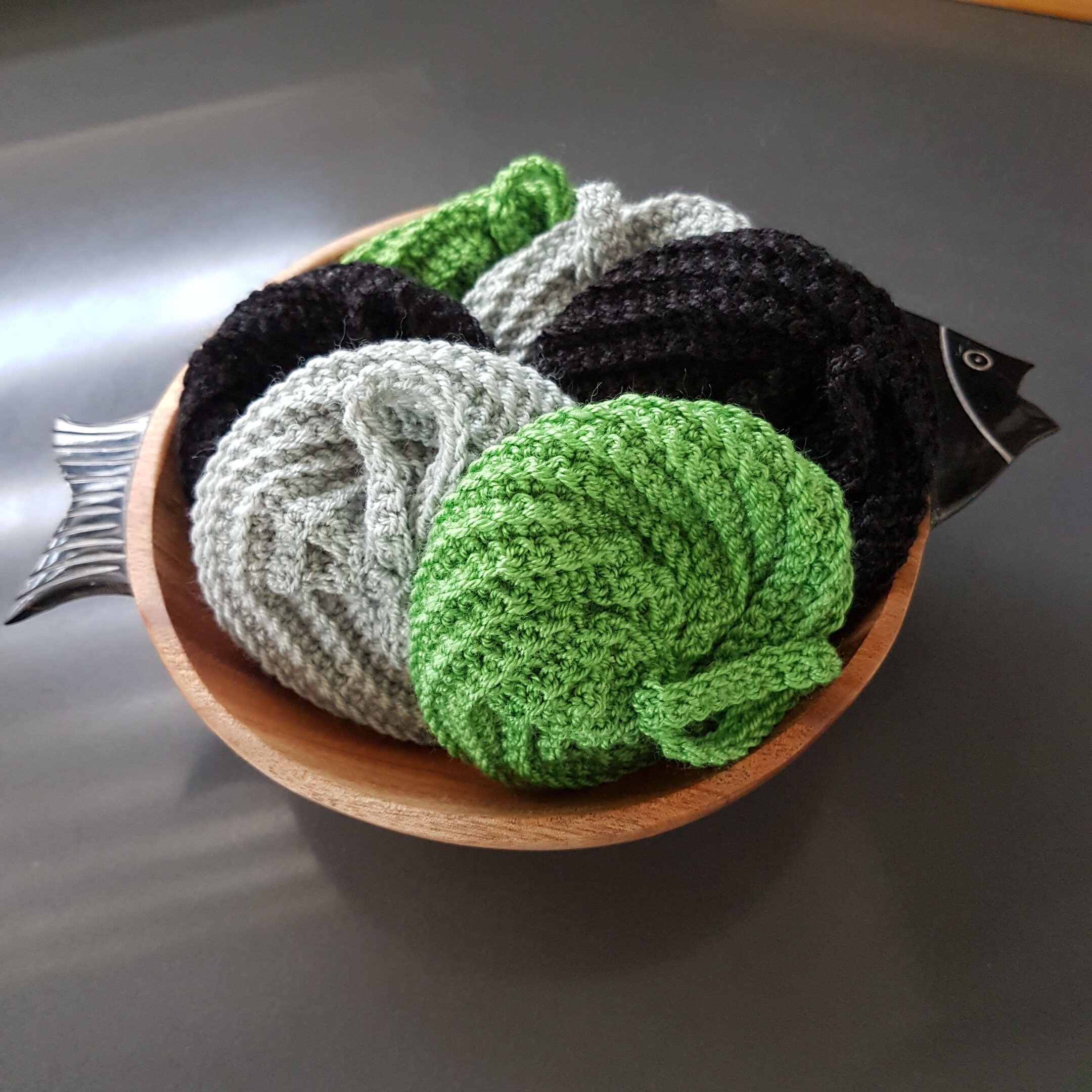 Lot 3 Tawashis | Vert, Gris et Noir