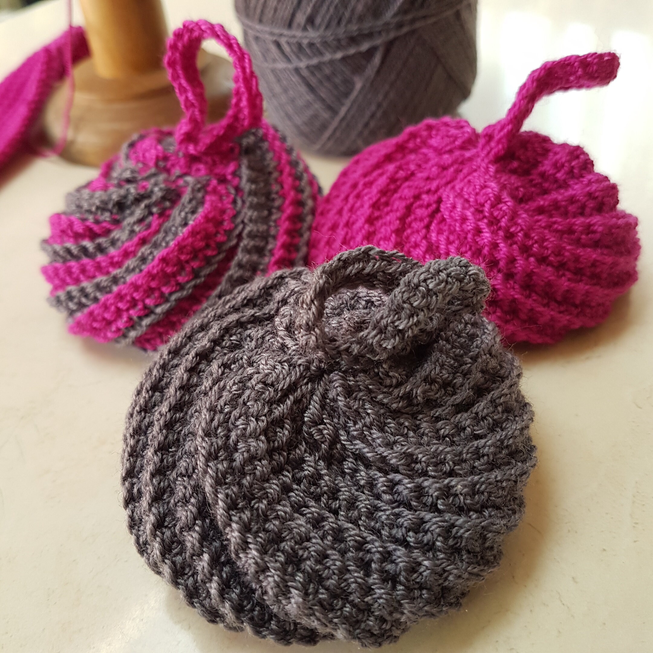 Lot de 3 Tawashis | Gris , Bicolor, Fuchsia