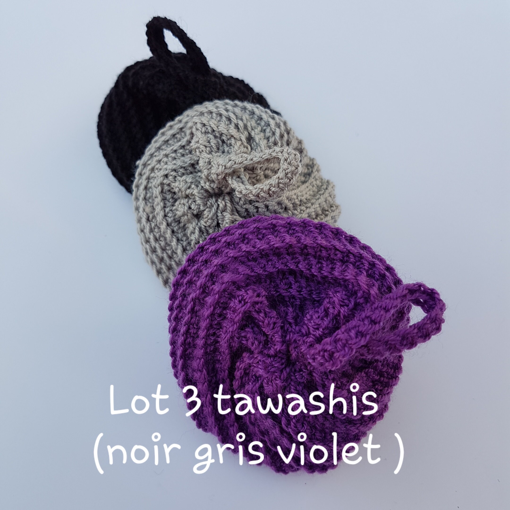 Lot 3 Tawashis | Gris Noir Violet
